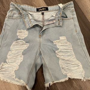 Ripped distressed jean shorts